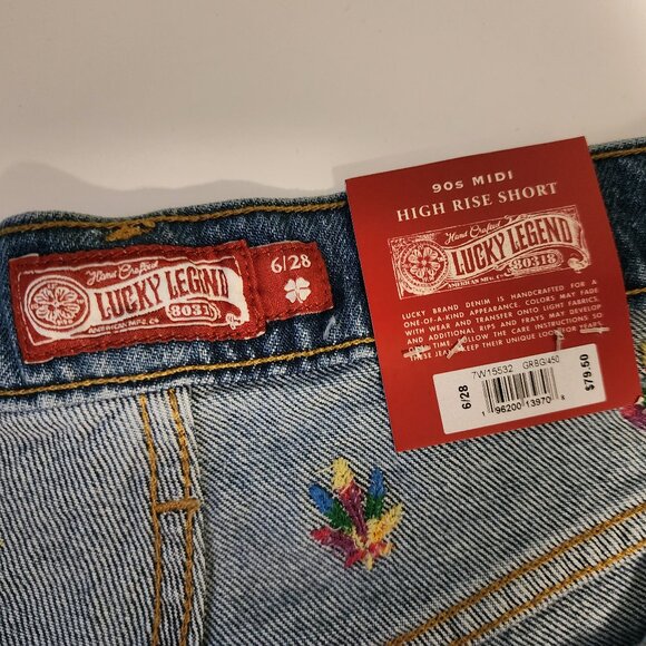 Lucky Brand lucky legend embroidered 5" high rise 90s midi short (6/28) - Picture 4 of 6
